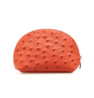 Red-orange Ostrich Leather Messenger Bag