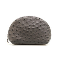 Smoky Gray Ostrich Leather Messenger Bag
