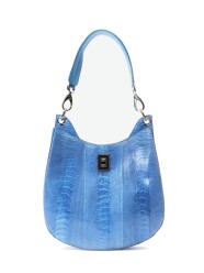 Blue Ostrich Leg Skin Handbag