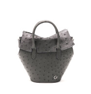 Smoky Gray Ostrich Leather Heart Bag