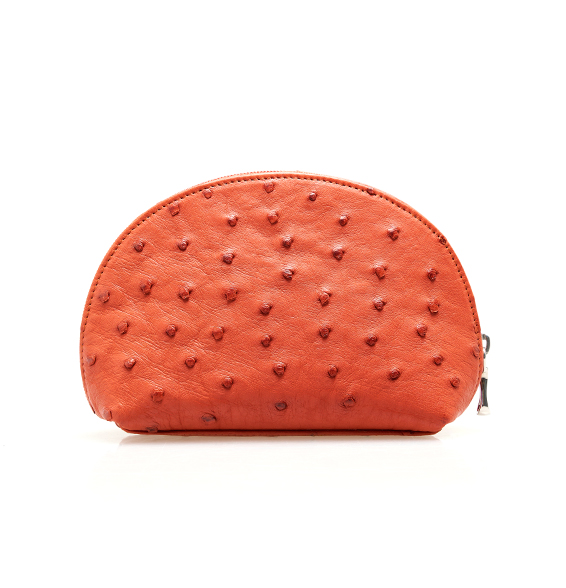 Red-orange Ostrich Leather Messenger Bag