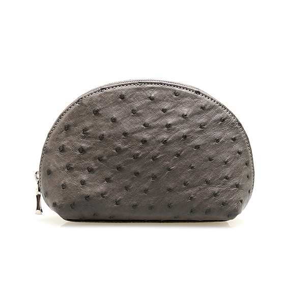 Smoky Gray Ostrich Leather Messenger Bag