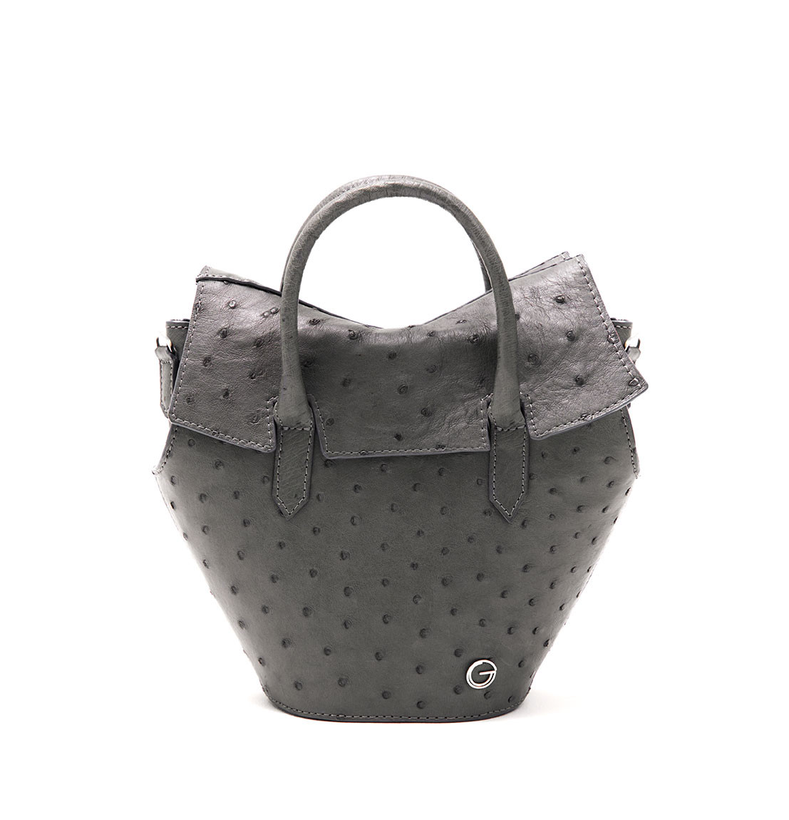 Smoky Gray Ostrich Leather Heart Bag