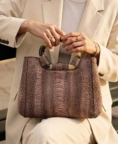 Tortoiseshell Handle Tote Bag